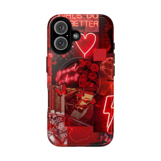 Magnetic phone case with red aesthetic design