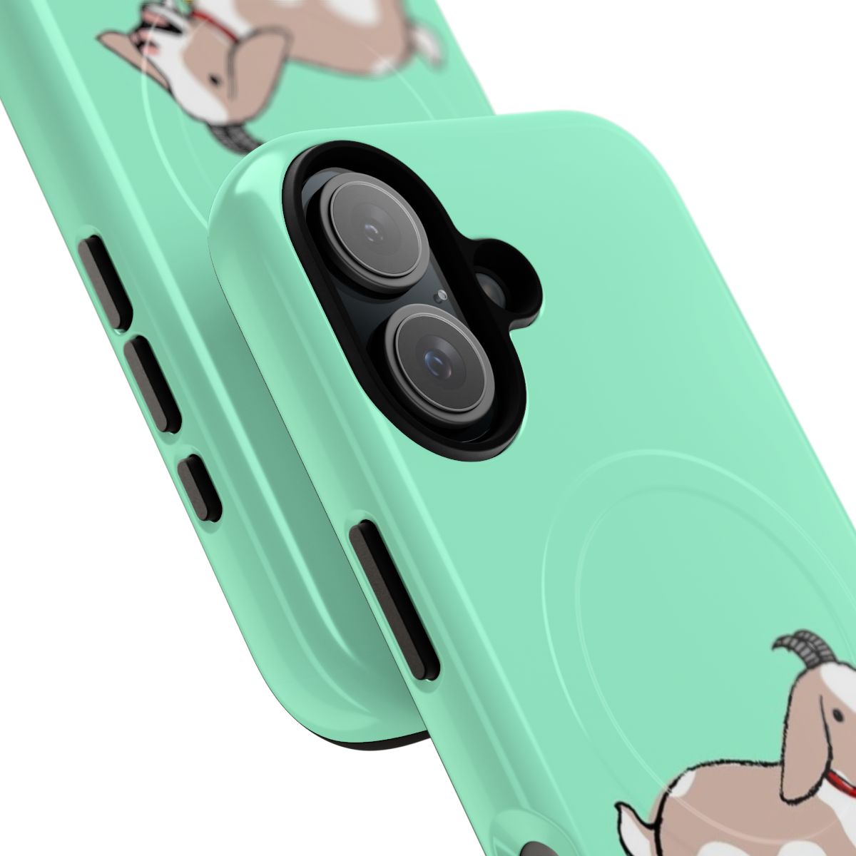 Colorful magnetic phone case with a cute yelling goat design - Detail