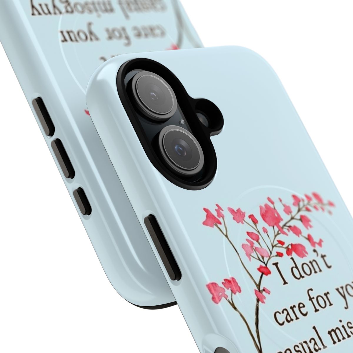 Floral and feminine phone case design celebrating feminism and women's rights. - Detail