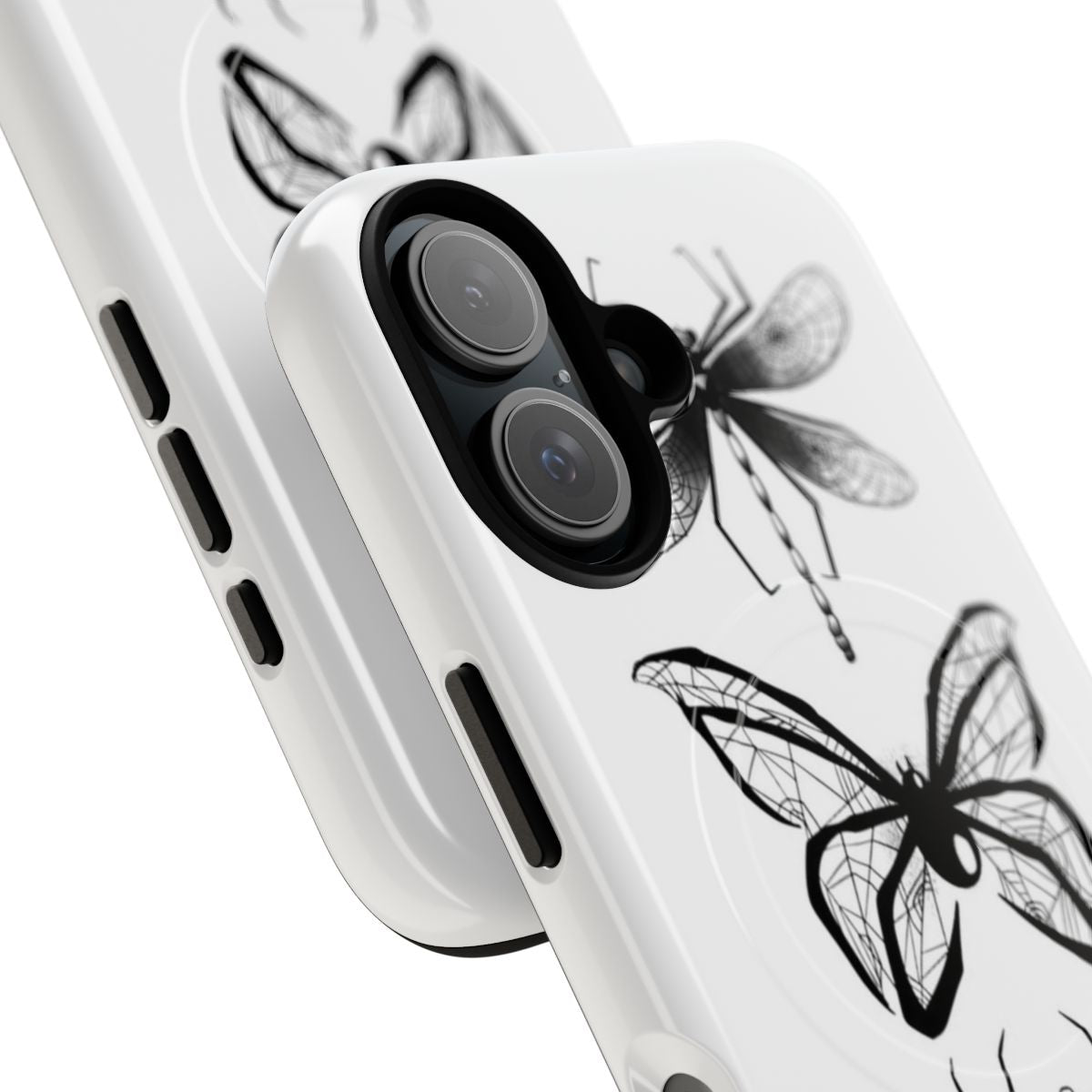 Winged web pattern dark gothic phone case with magnetic closure - Detail