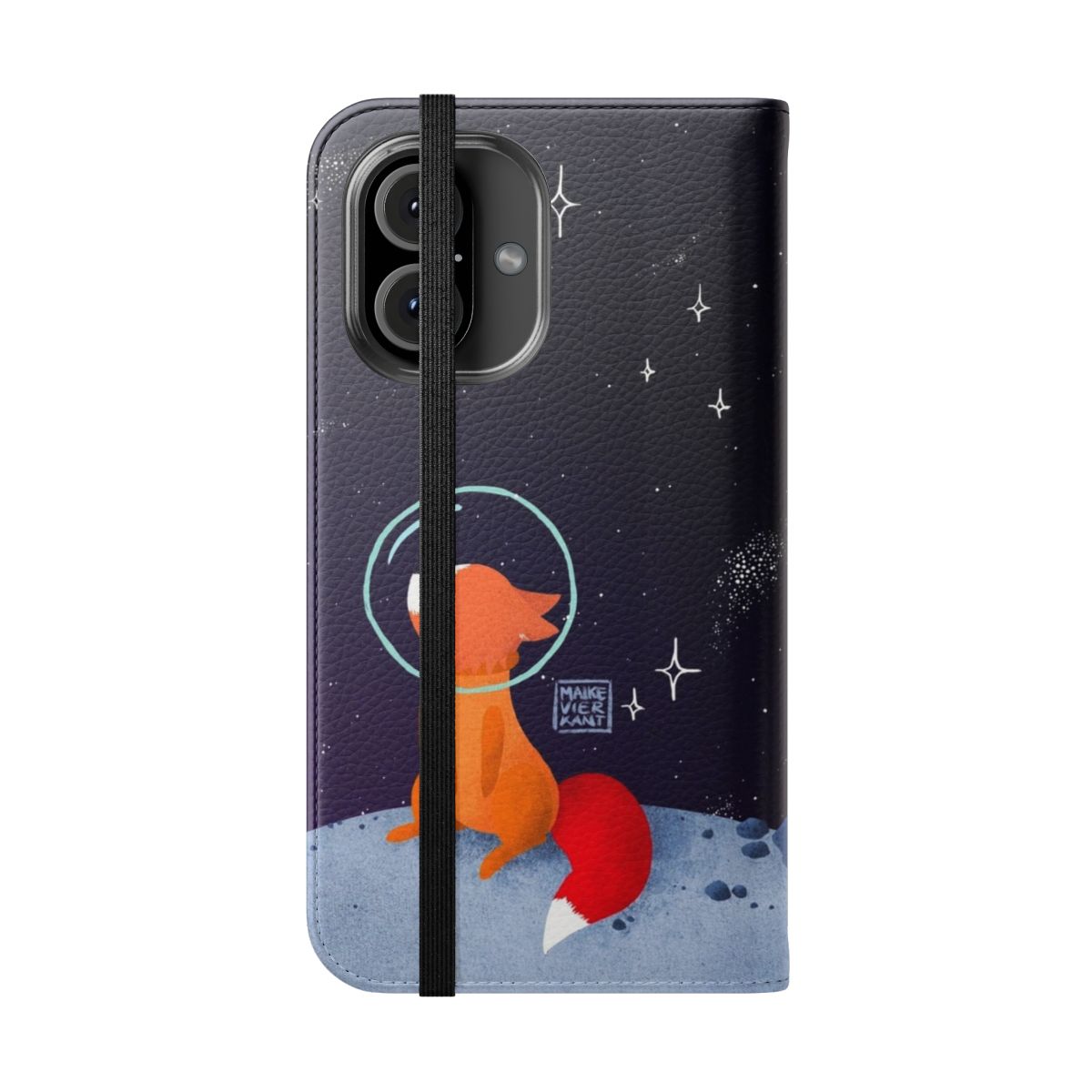 Cosmic Space Critter Phone Case with a cute space fox design - Folded Front