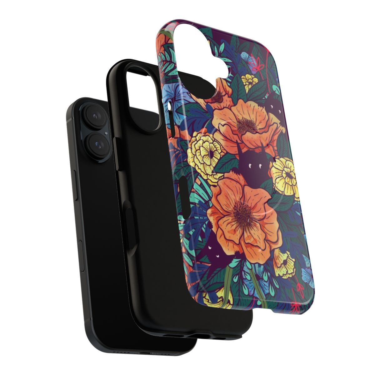 Colorful watercolor wild flowers on a tough, magnetic phone case - Layers