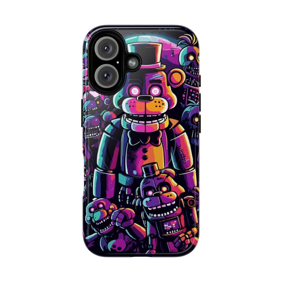 Five Nights at Freddy's inspired magnetic tough phone case featuring Freddy Fazbear, Bonnie, Chica, and Foxy