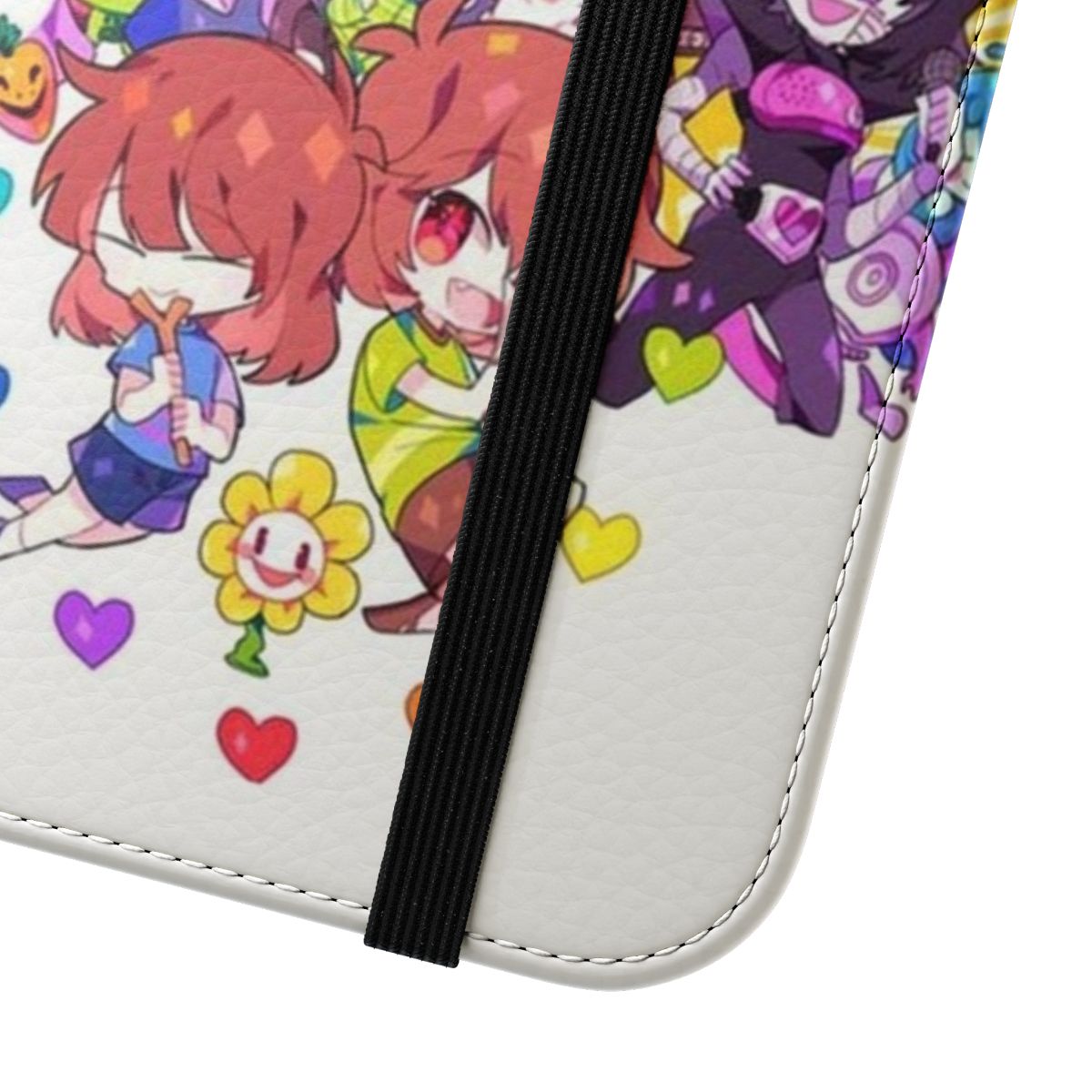 Undertale-themed phone case with a heart flip cover design - Close Up