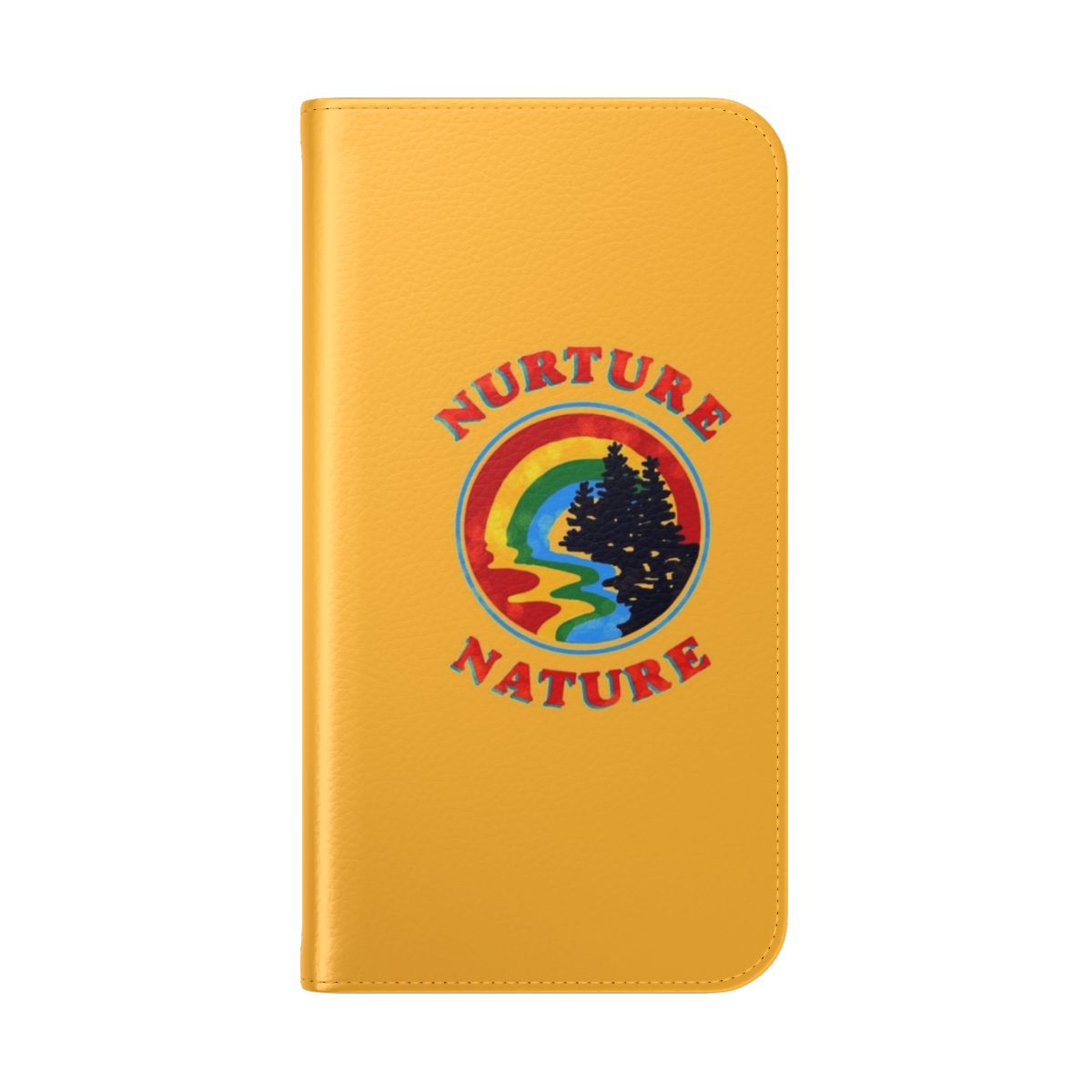 Vintage-style phone case with nature-inspired graphics and eco-friendly design - Folded Back