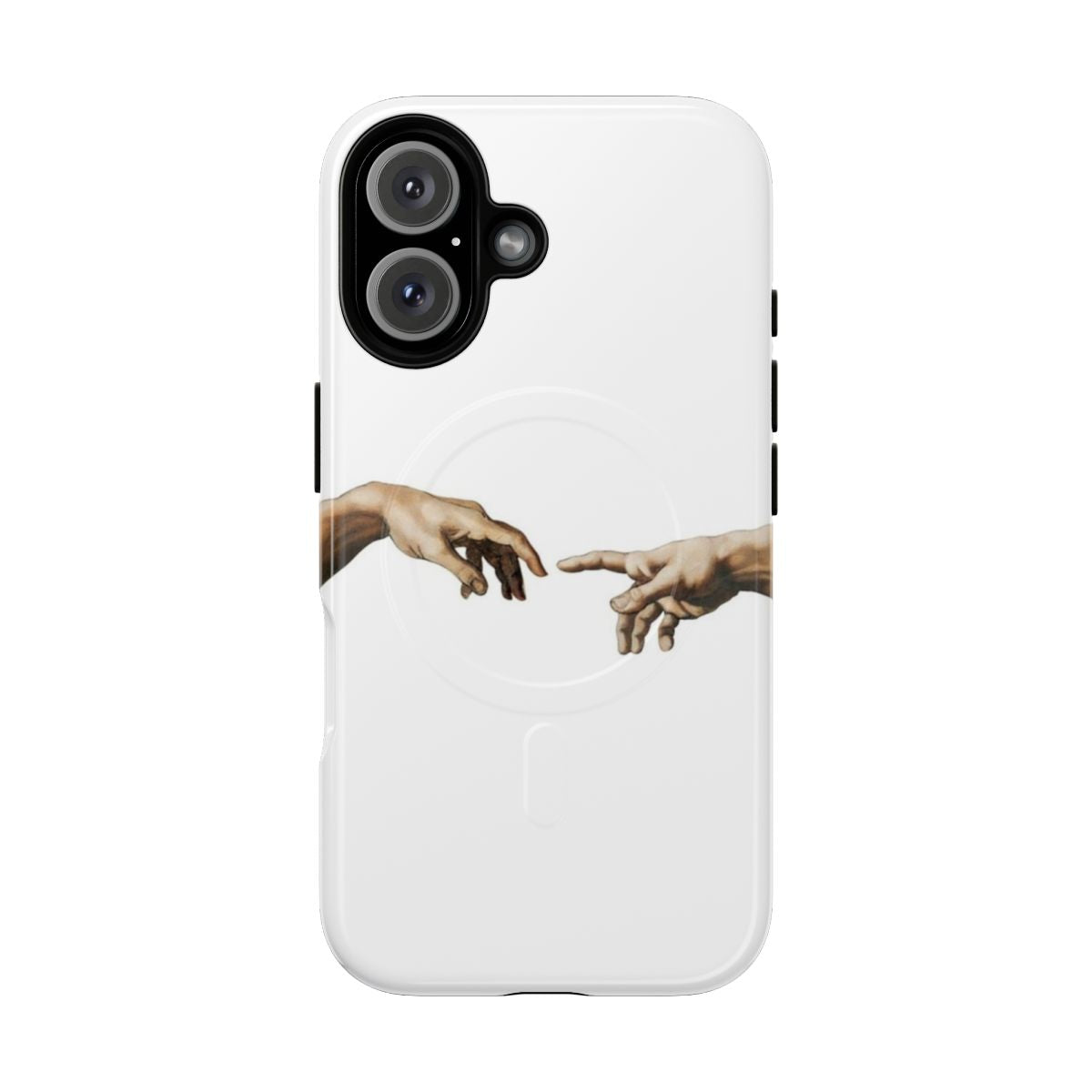 Magnetic tough phone case featuring the iconic hand gesture from Michelangelo's artwork