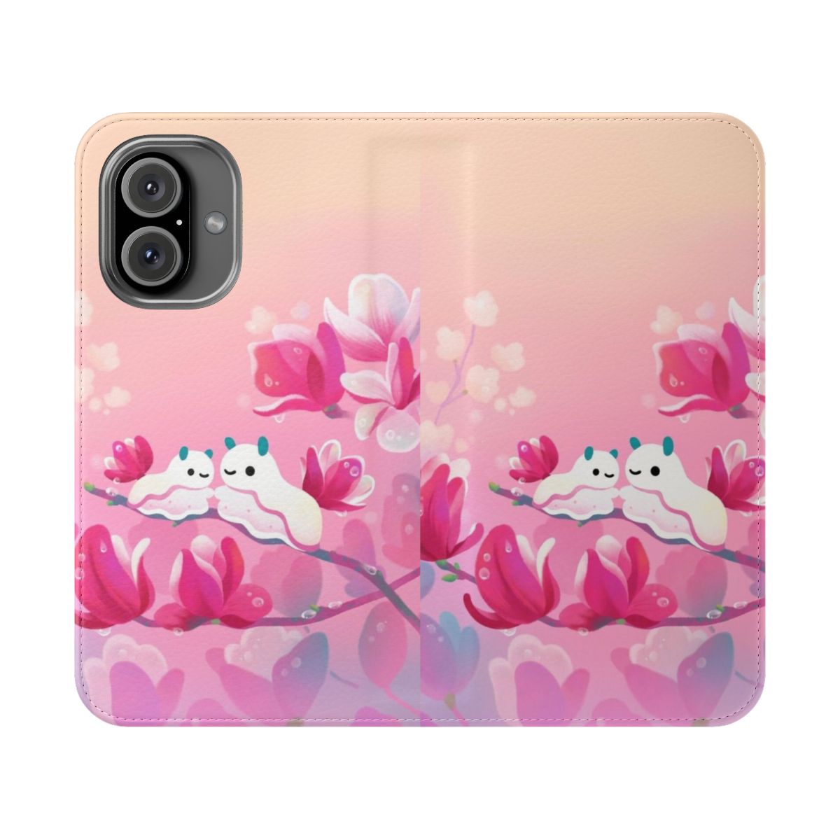 Vibrant magnolia sea slug design on a flip phone case