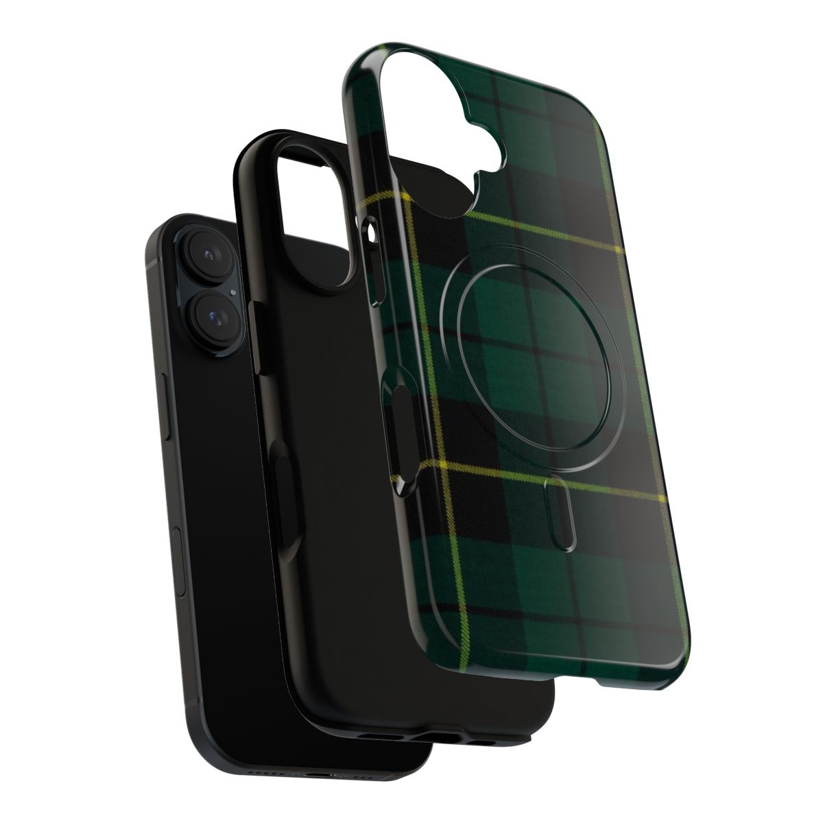 Magnetic phone case with a vibrant Scottish tartan pattern design - Layers