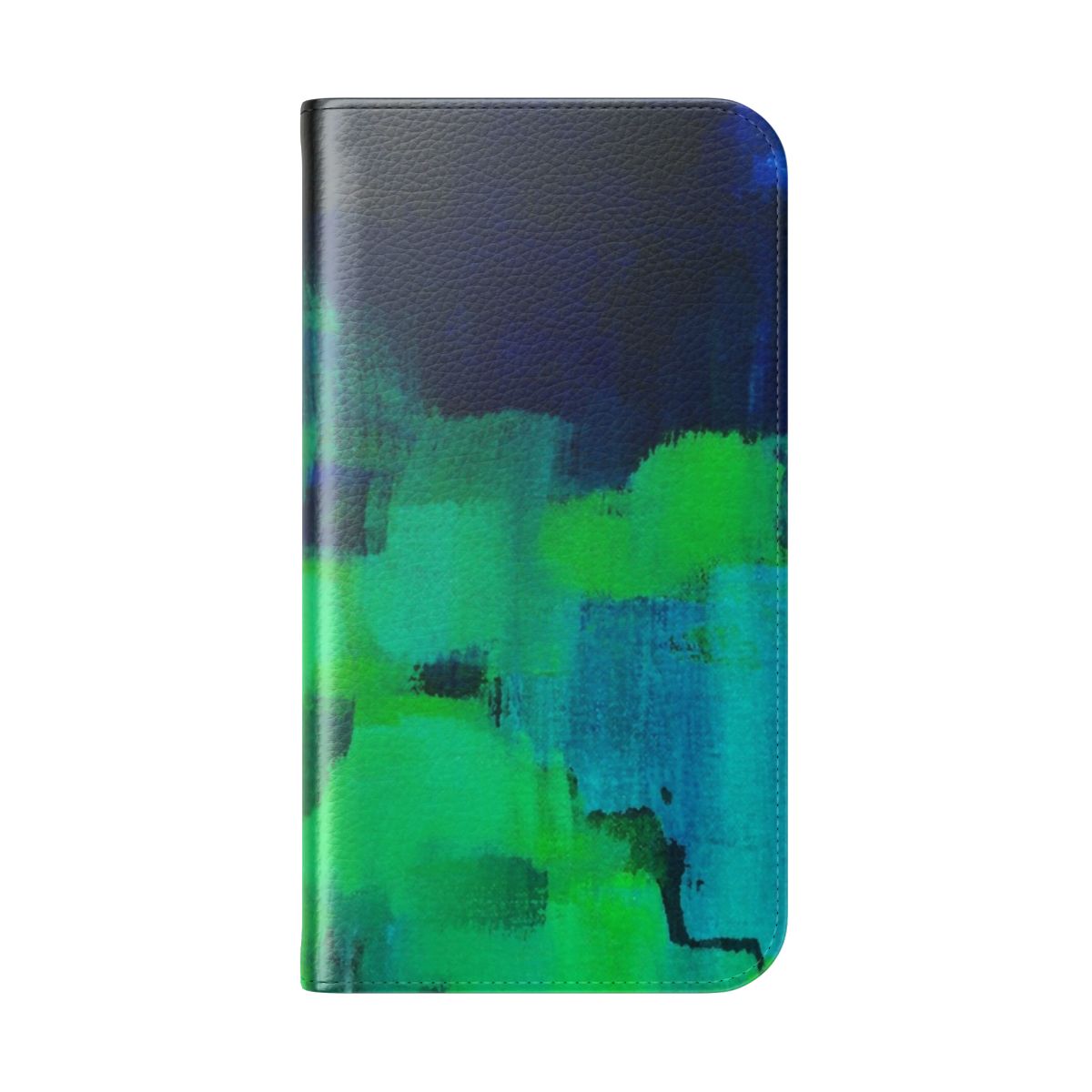 Colorful abstract art phone case cover in blue and green tones - Folded Back