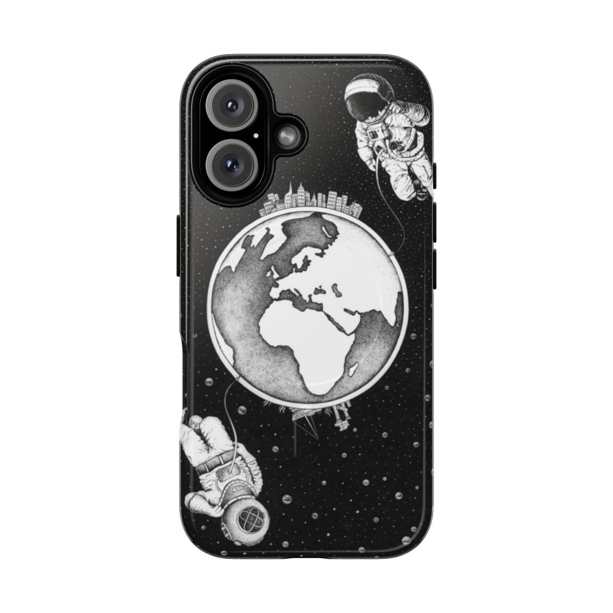 Magnetic tough phone case with space, stars, and exploration design