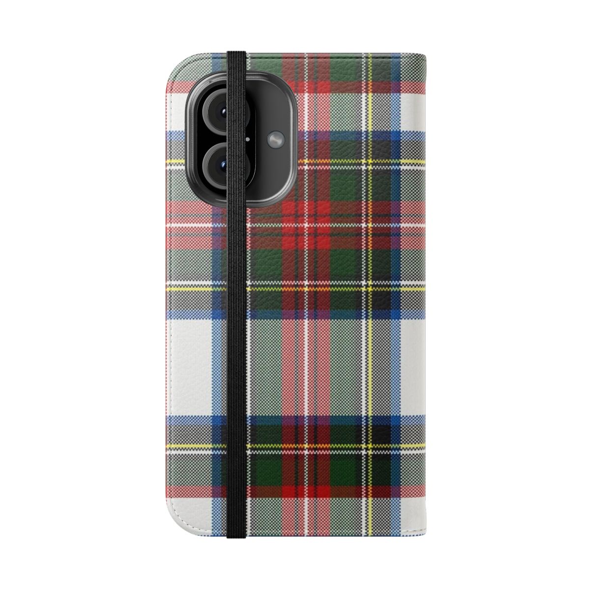 Colorful tartan plaid pattern phone case featuring a traditional Scottish clan design - Folded Front