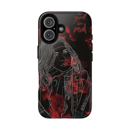 Magnetic tough phone case featuring the girl in red aesthetic with roses