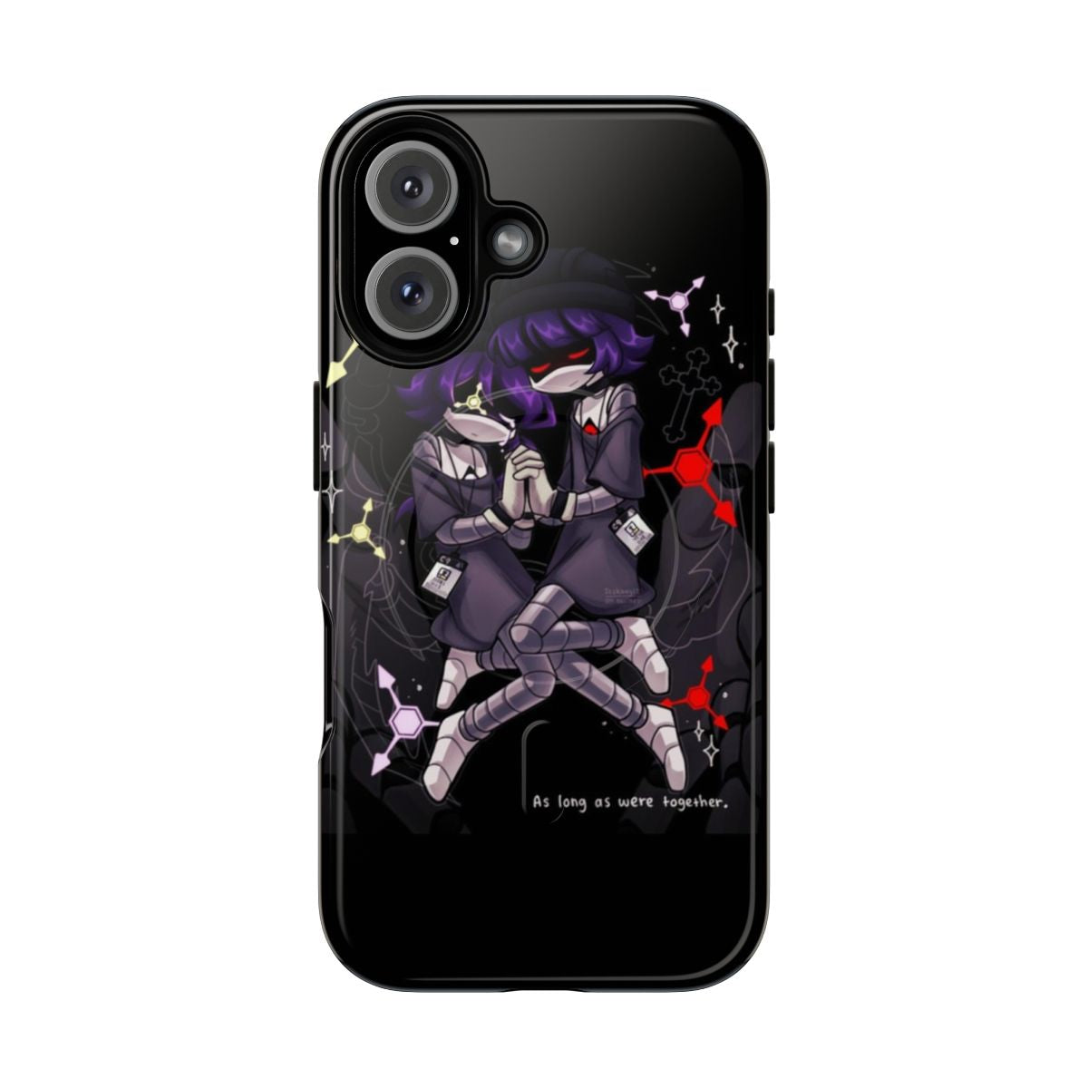 A durable and stylish phone case featuring the characters Yeva and Nori from the popular series Murder Drones.