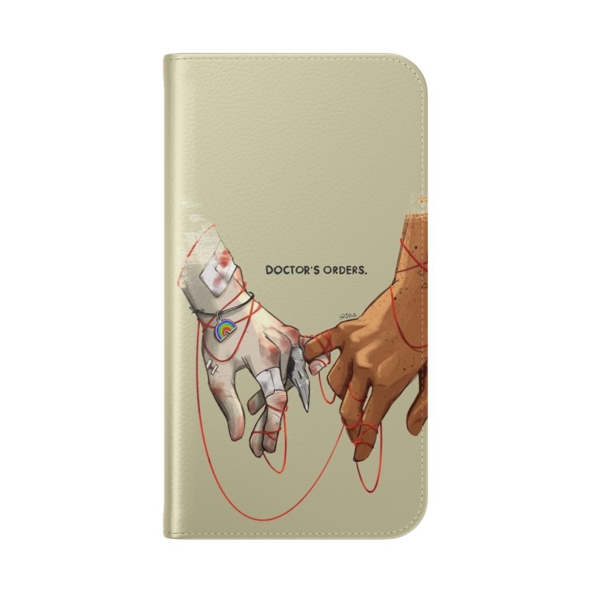 Soft and cozy Solangelo flip cover phone case featuring Nico di Angelo and Will Solace from the Percy Jackson universe. - Folded Back