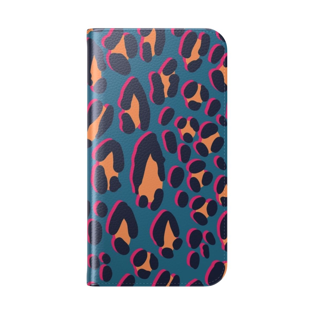 Sparkle safari print phone case with a flip cover design - Folded Back