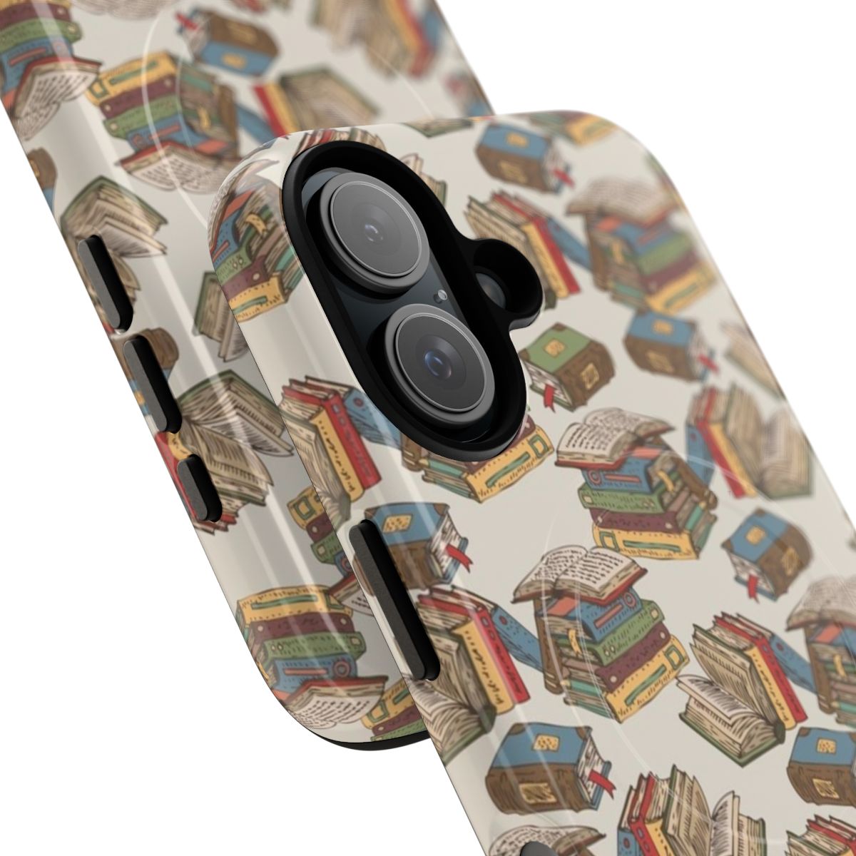 Colorful patterned phone case with a book-inspired design - Detail