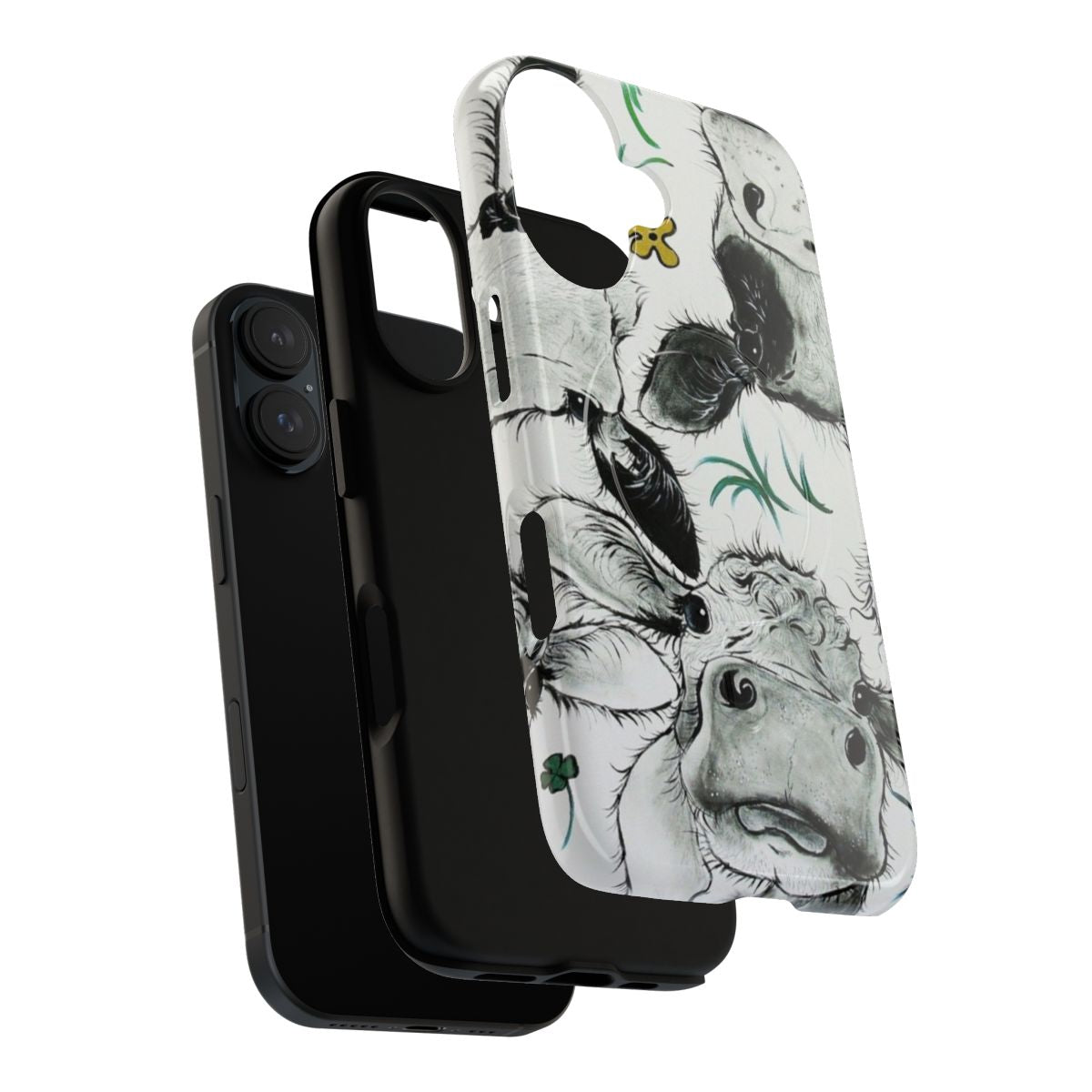 Moo-velous black and white cow print magnetic phone case - Layers