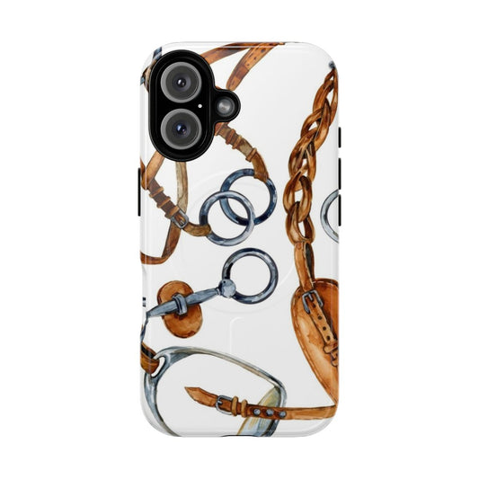 Watercolor painting of an equestrian horse pattern on a phone case