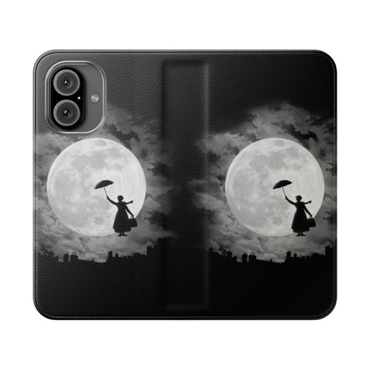 Whimsical phone case featuring the iconic umbrella and moon from the Mary Poppins story