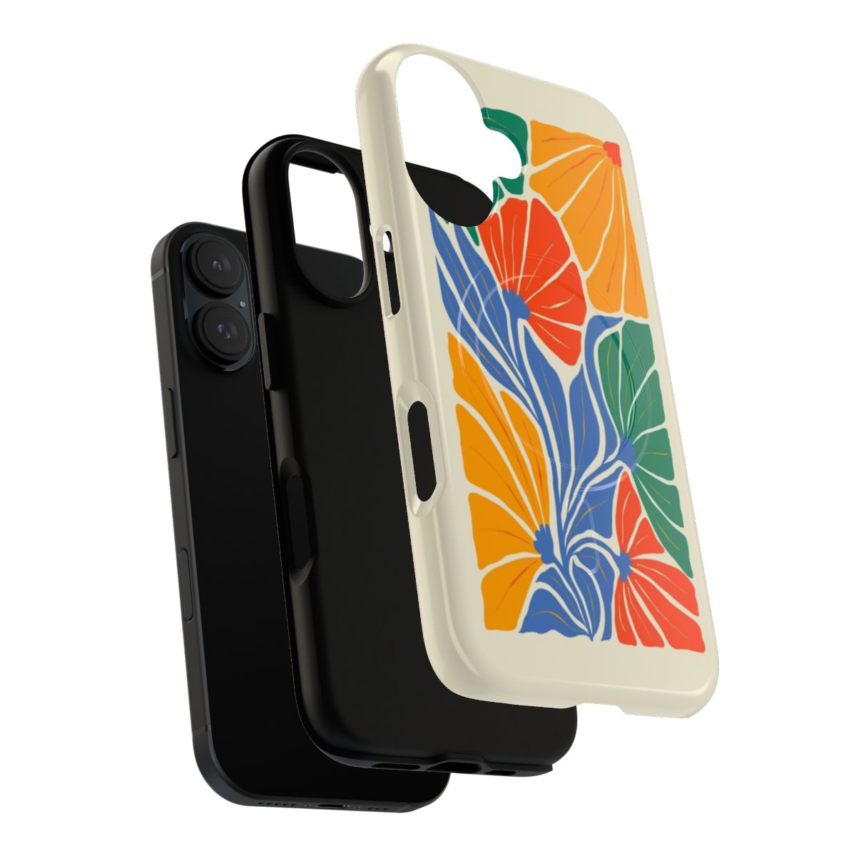 Vibrant abstract floral phone case inspired by the art of Henri Matisse - Layers