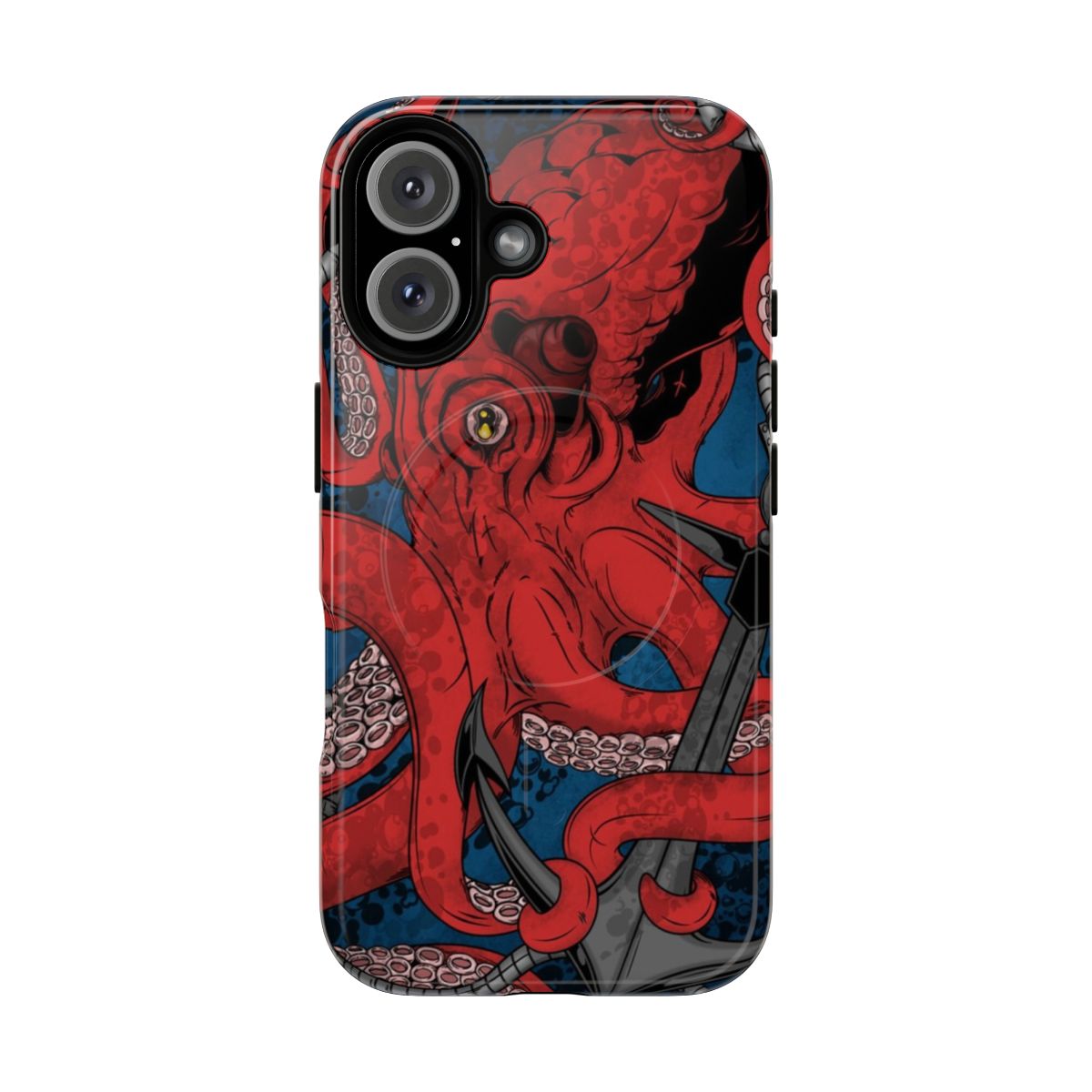 Anchors and octopus design on a tough, magnetic phone case