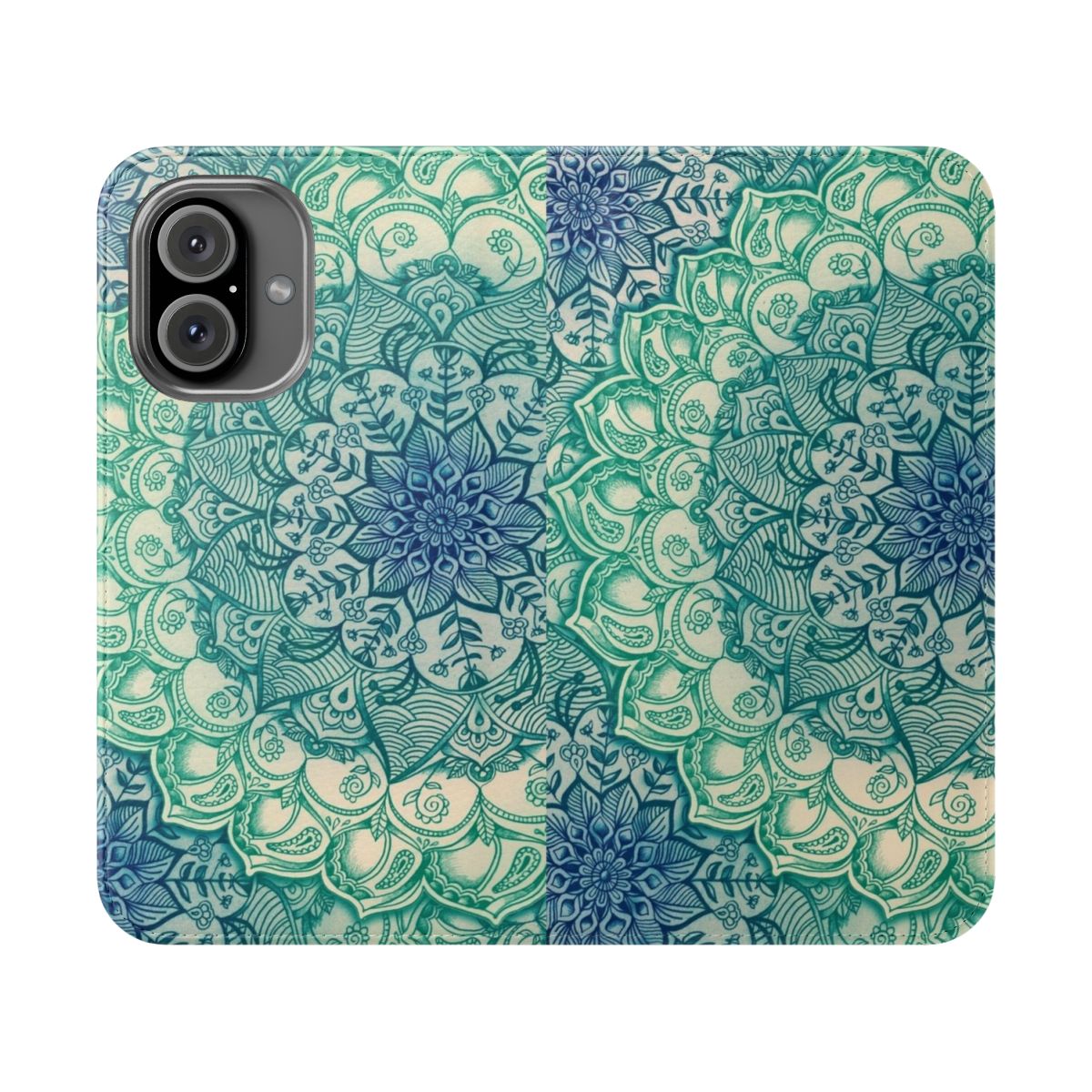 Emerald doodle pattern phone case with a bohemian, zen-inspired design.