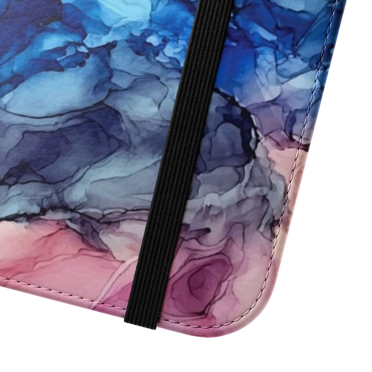 Vibrant and flowing abstract fluid art painting on a phone case - Close Up