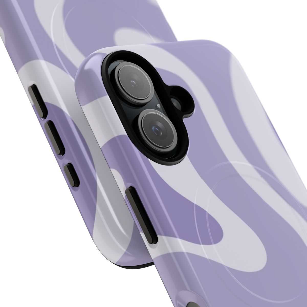 Retro-inspired abstract pattern in muted lavender and light purple colors on a magnetic tough phone case - Detail