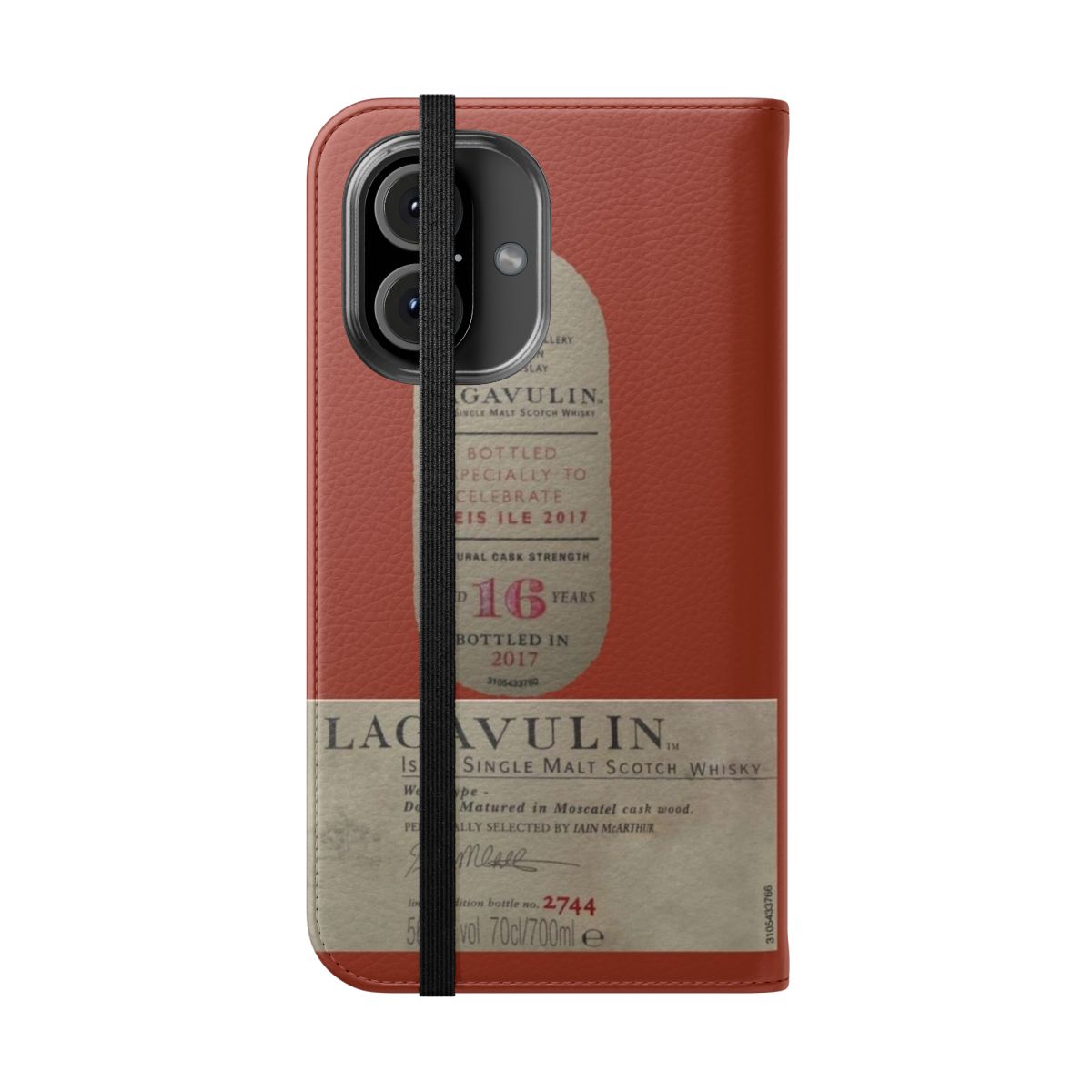 Premium Flip Cover Phone Case Inspired by Lagavulin 16 Single Malt Scotch Whisky - Folded Front