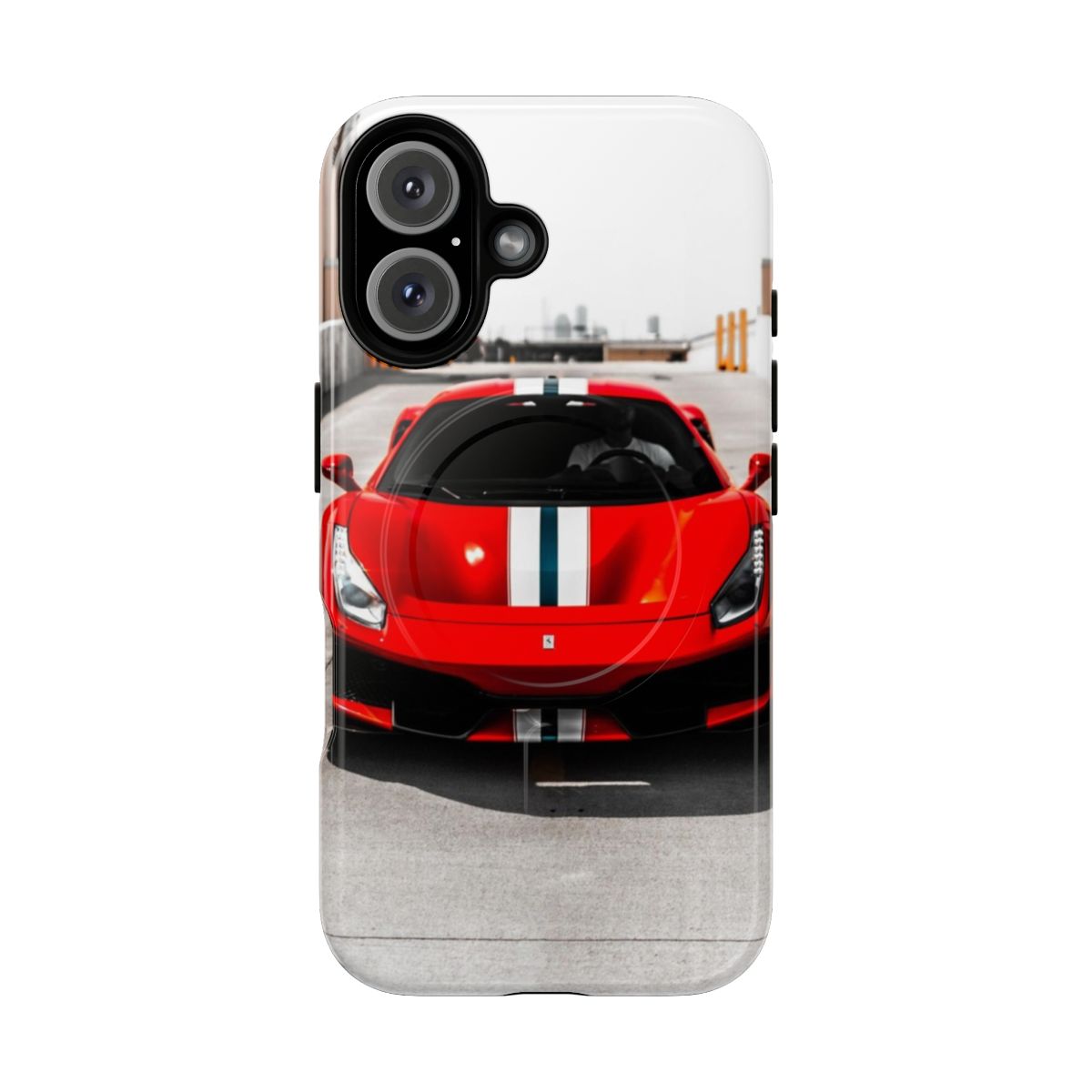 Sleek and durable magnetic phone case featuring a Ferrari 488 Pista inspired design