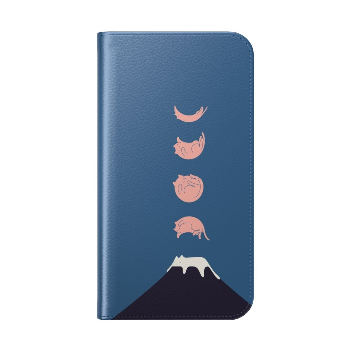 Minimalist phone case featuring a landscape with a cat in the mountains - Folded Back