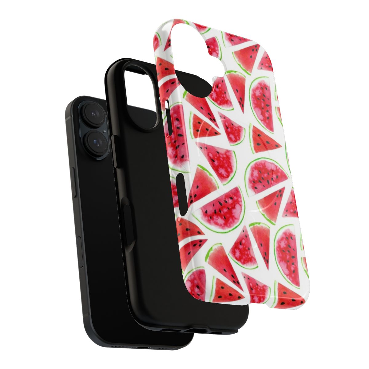 Colorful watercolor watermelon slices pattern on a magnetic tough phone case - Layers