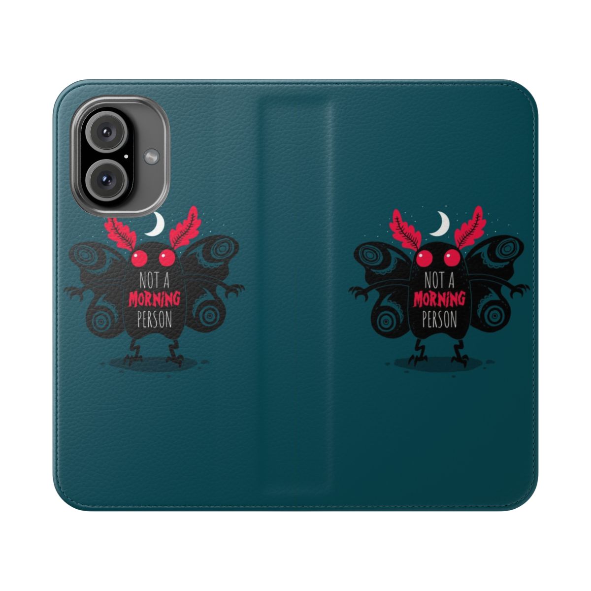 Retro-style flip phone case with a cryptid inspired design