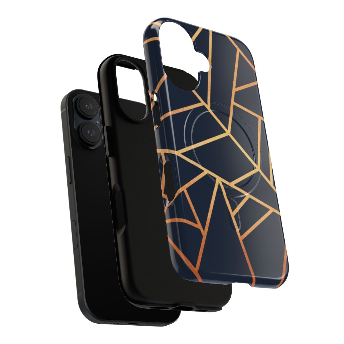 Copper and navy blue geometric abstract phone case - Layers