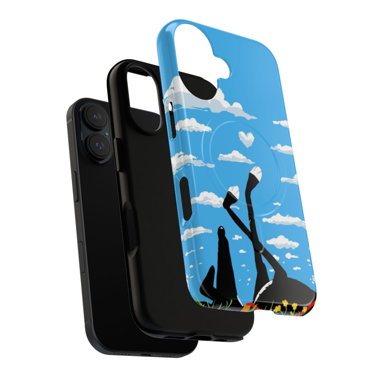 Blue sky and nature backdrop with a tough magnetic phone case featuring greyhounds, whippets, and lurchers. - Layers