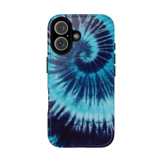 Vibrant tie-dye pattern on a tough, magnetic phone case