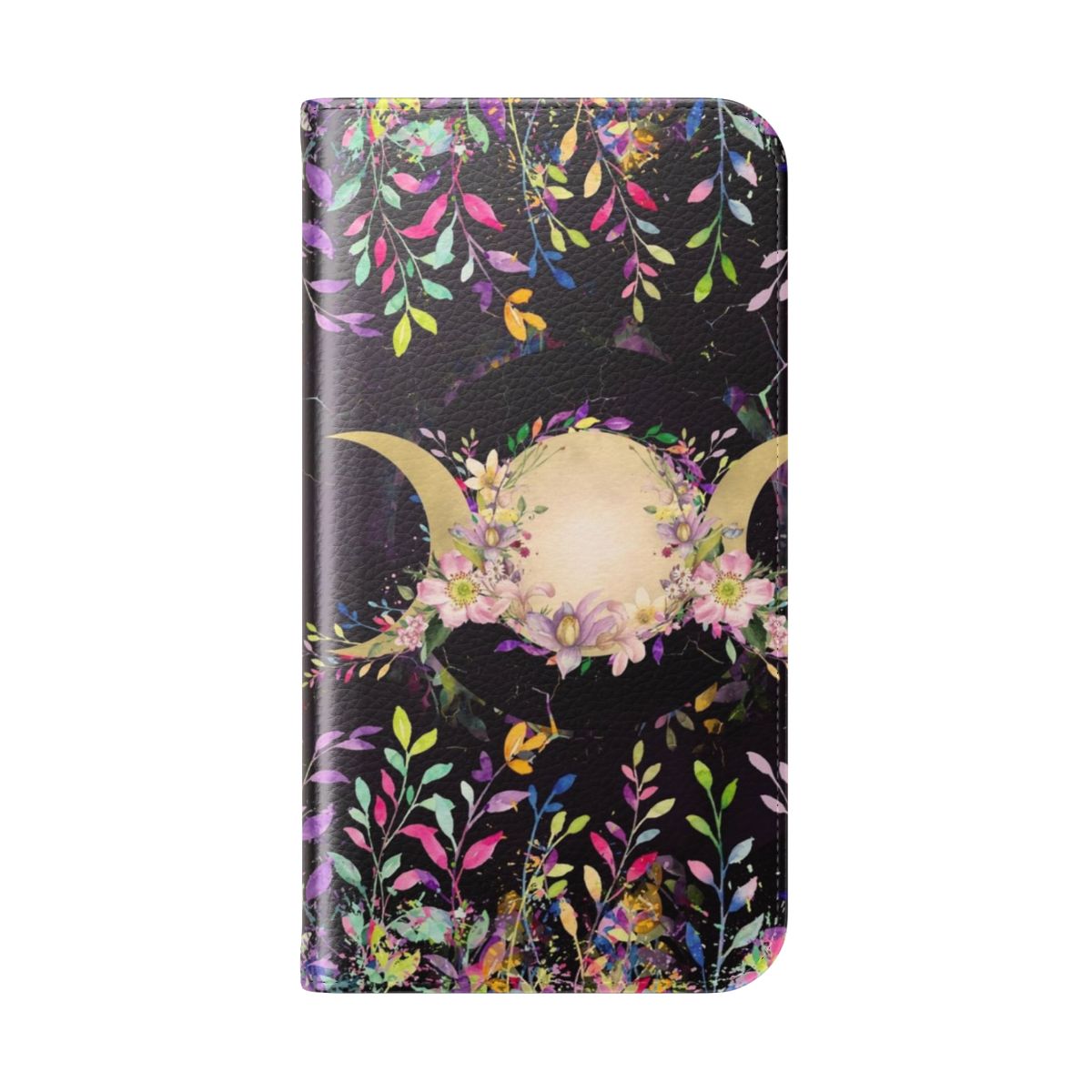 Watercolor illustration of the Triple Goddess symbol on a phone case. - Folded Back