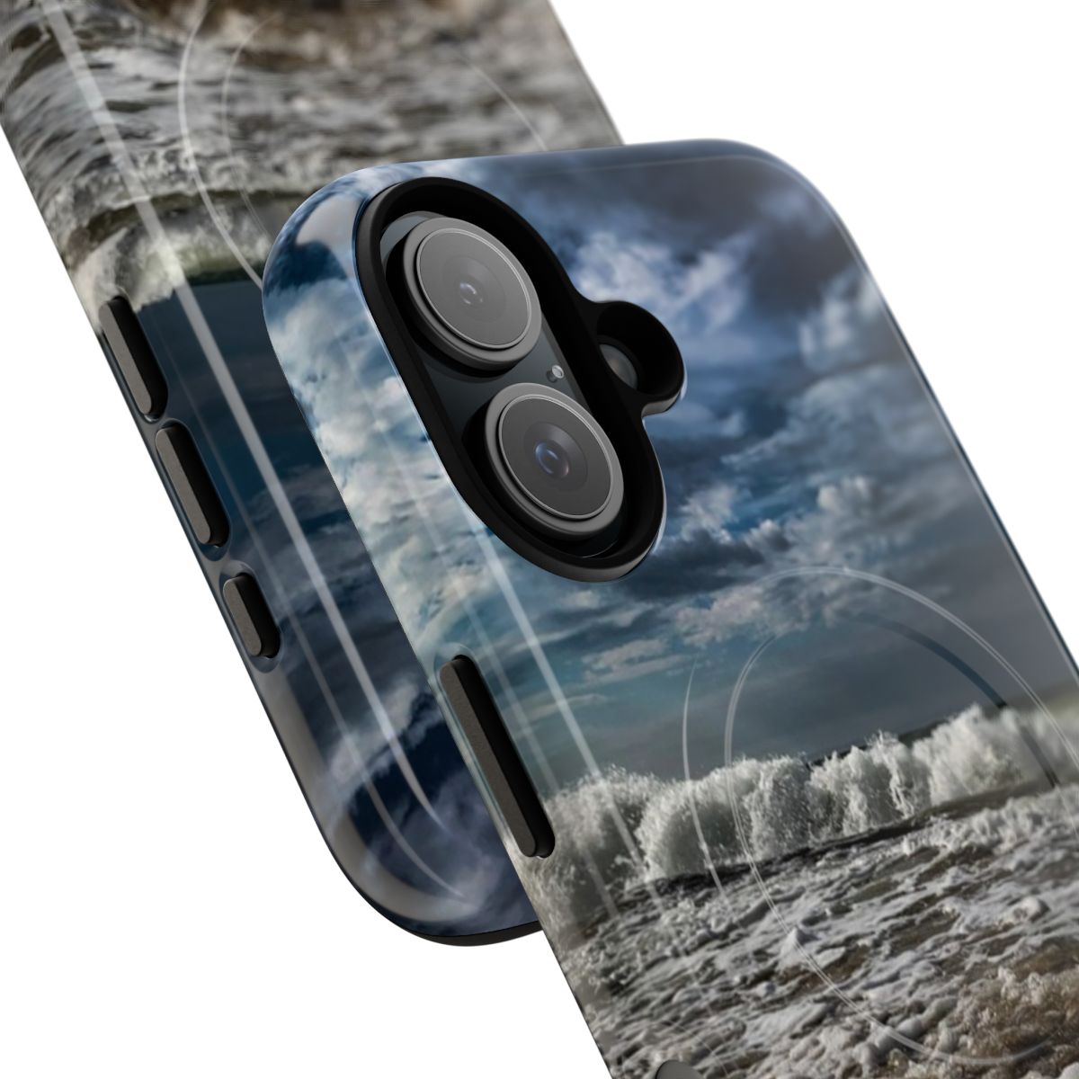 A magnetic tough phone case with a wave-inspired design, perfect for nature enthusiasts and beach lovers. - Detail