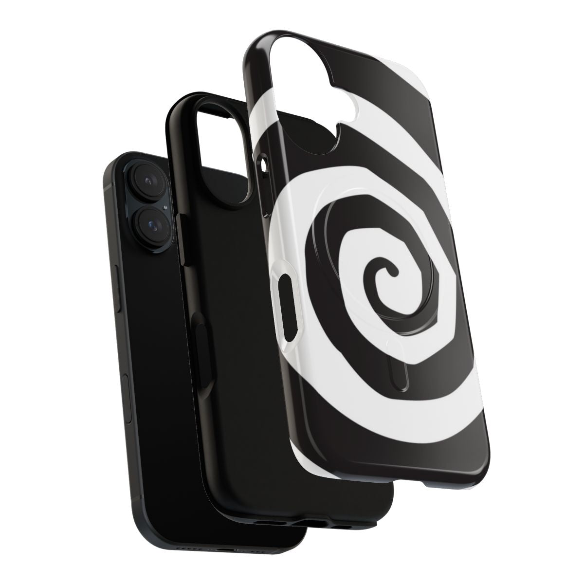 Whirling penguin design on a magnetic protective phone case - Layers