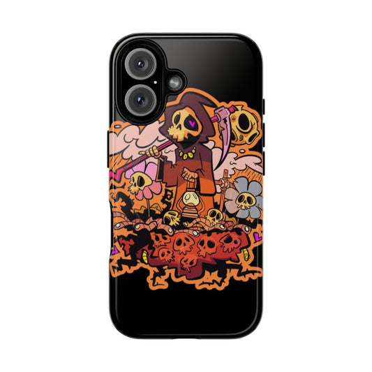 Magnetic tough phone case with a colorful death skull, sickle, and moon design