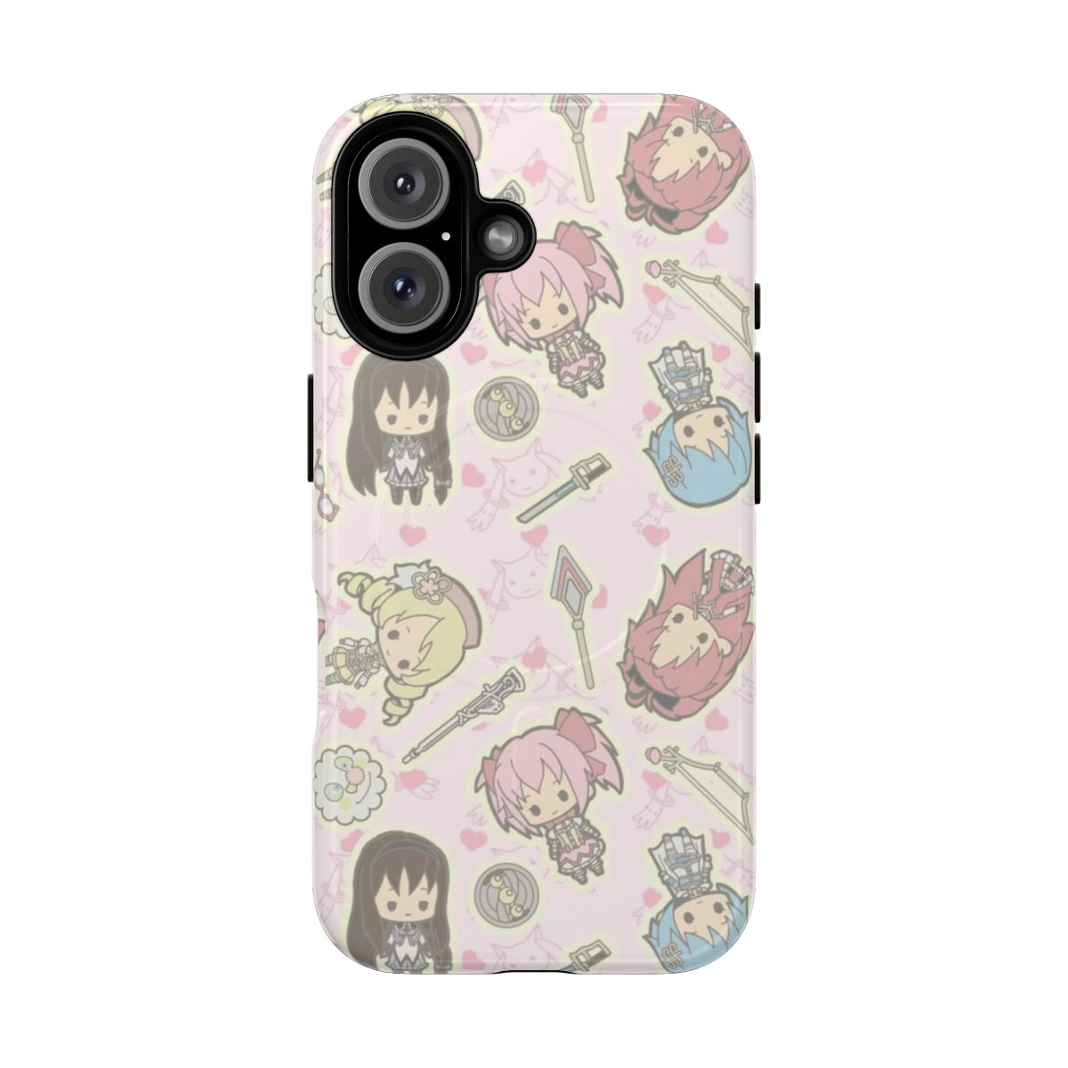 Pastel anime-inspired magnetic phone case featuring a cute chibi design