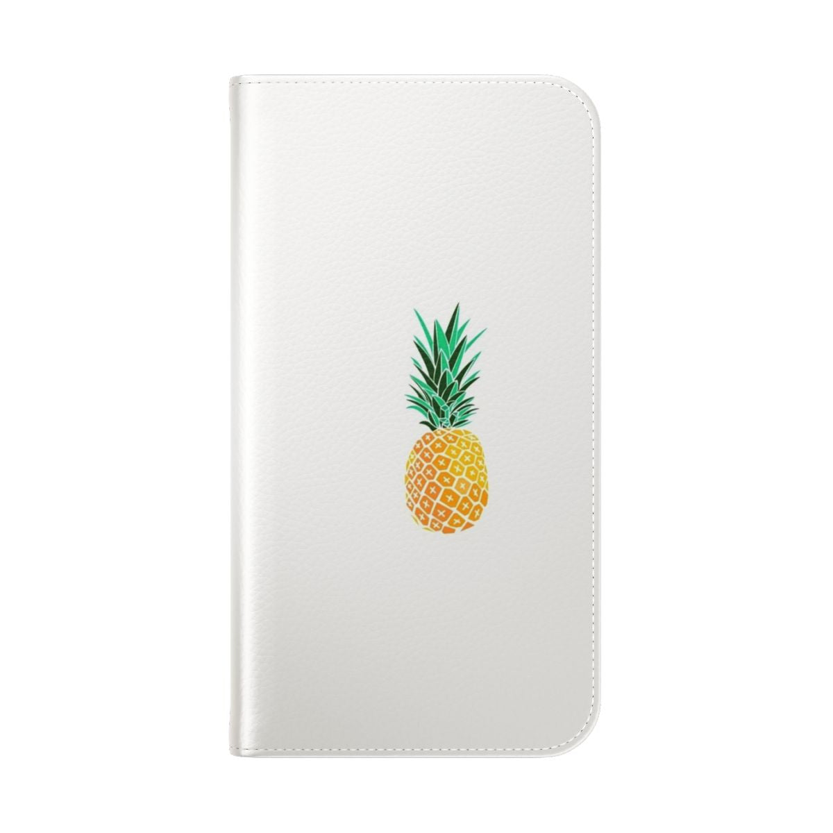 Pineapple-themed flip cover phone case in vibrant summer colors - Folded Back