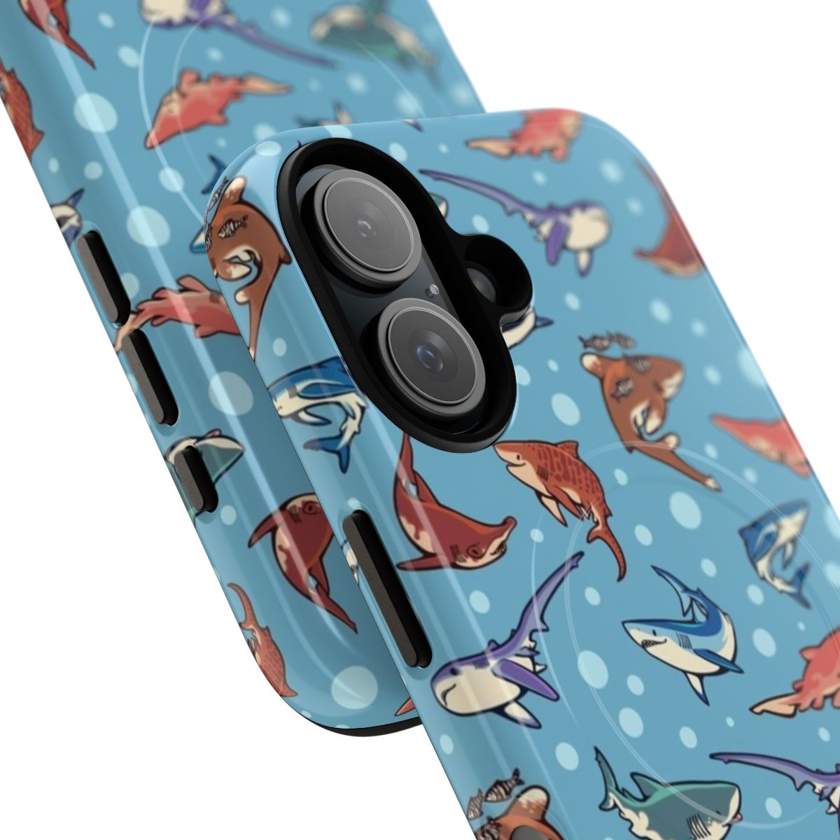 Sharks in the Light Blue Pattern - Protective Phone Case - Detail