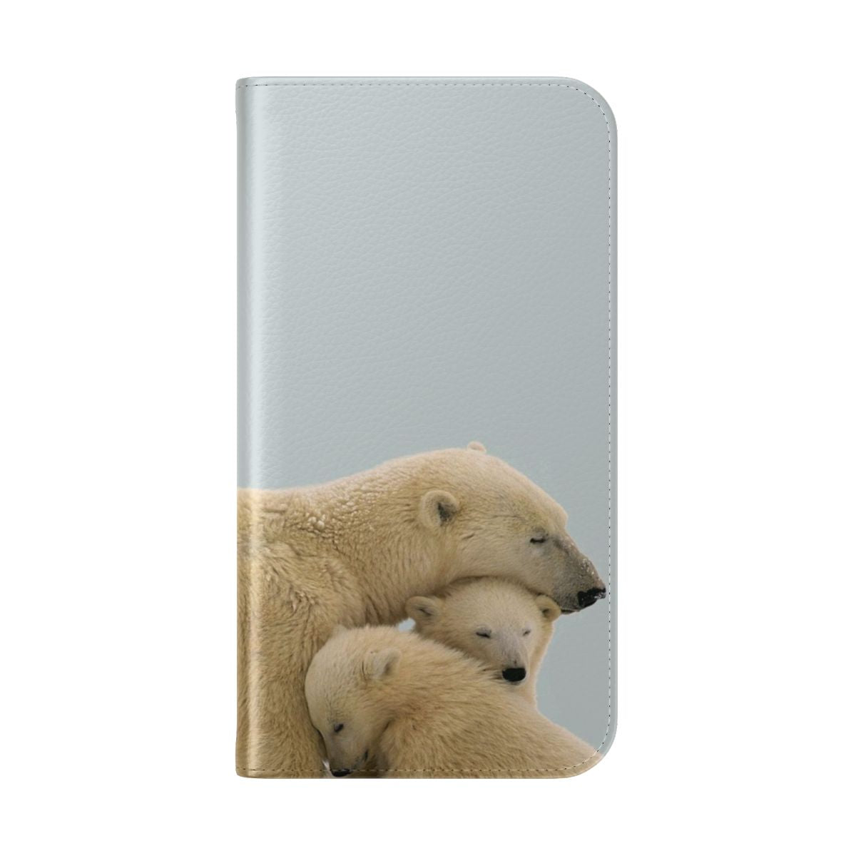 Soft, fluffy white polar bear on a flip cover phone case - Folded Back