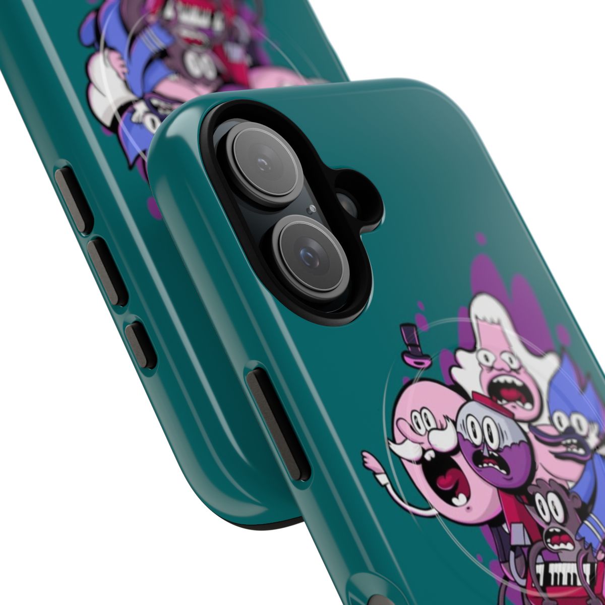 Durable magnetic phone case featuring characters from the popular cartoon series Regular Show - Detail