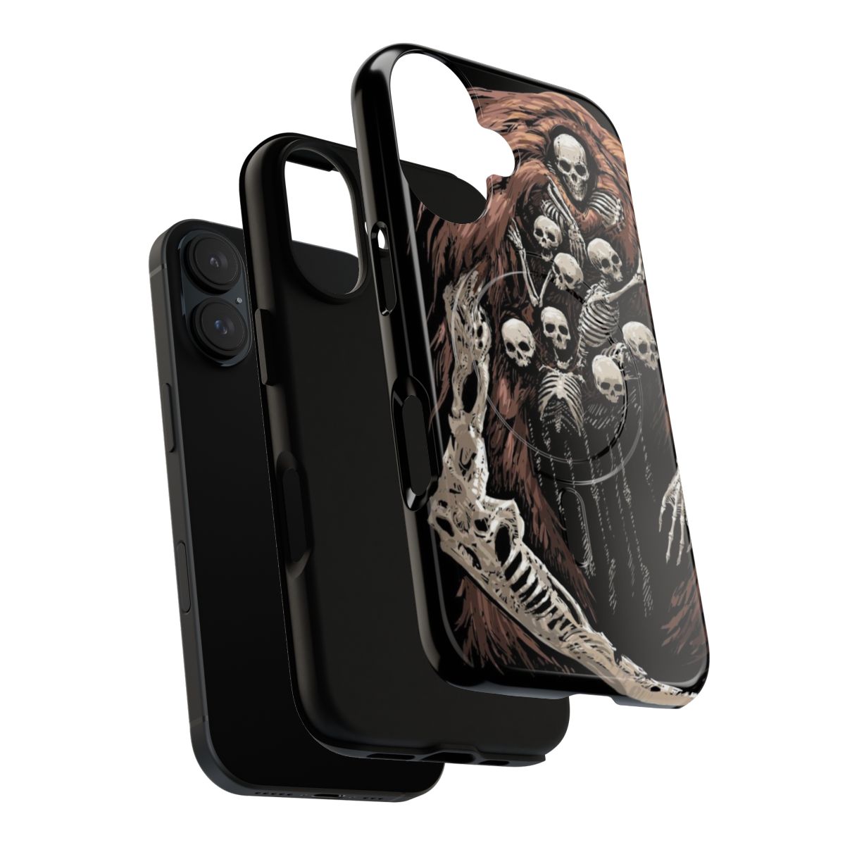 A dark and spooky phone case featuring a skeleton design, inspired by the Dark Souls video game series. - Layers