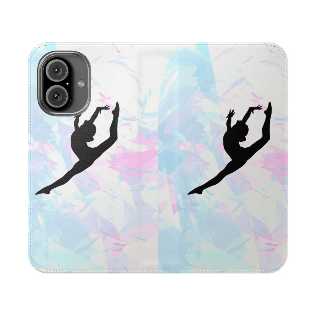 Artistic gymnastics silhouette design on a flip cover phone case