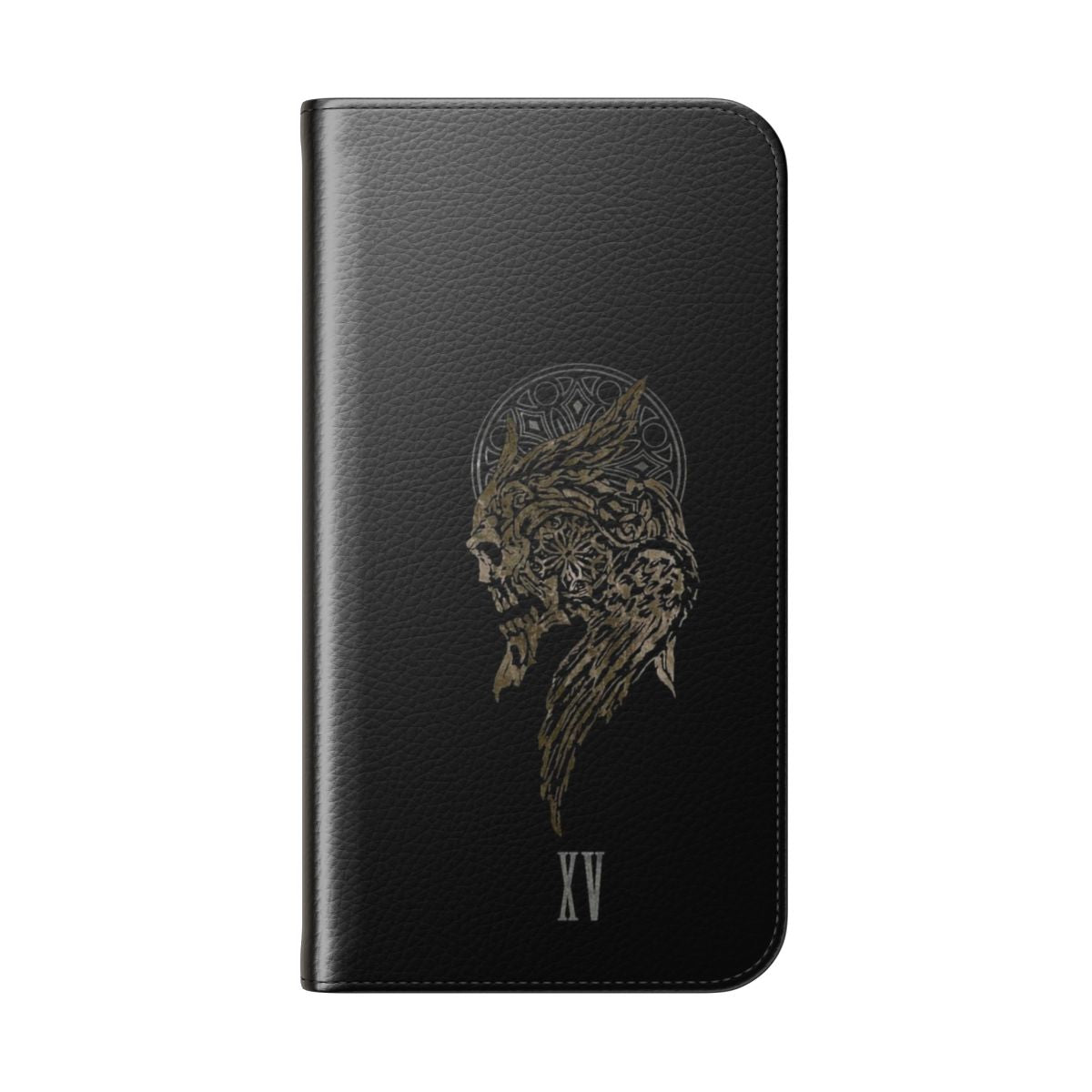 Crest Themed Flip Cover Phone Case for Fantasy and Gaming Fans - Folded Back