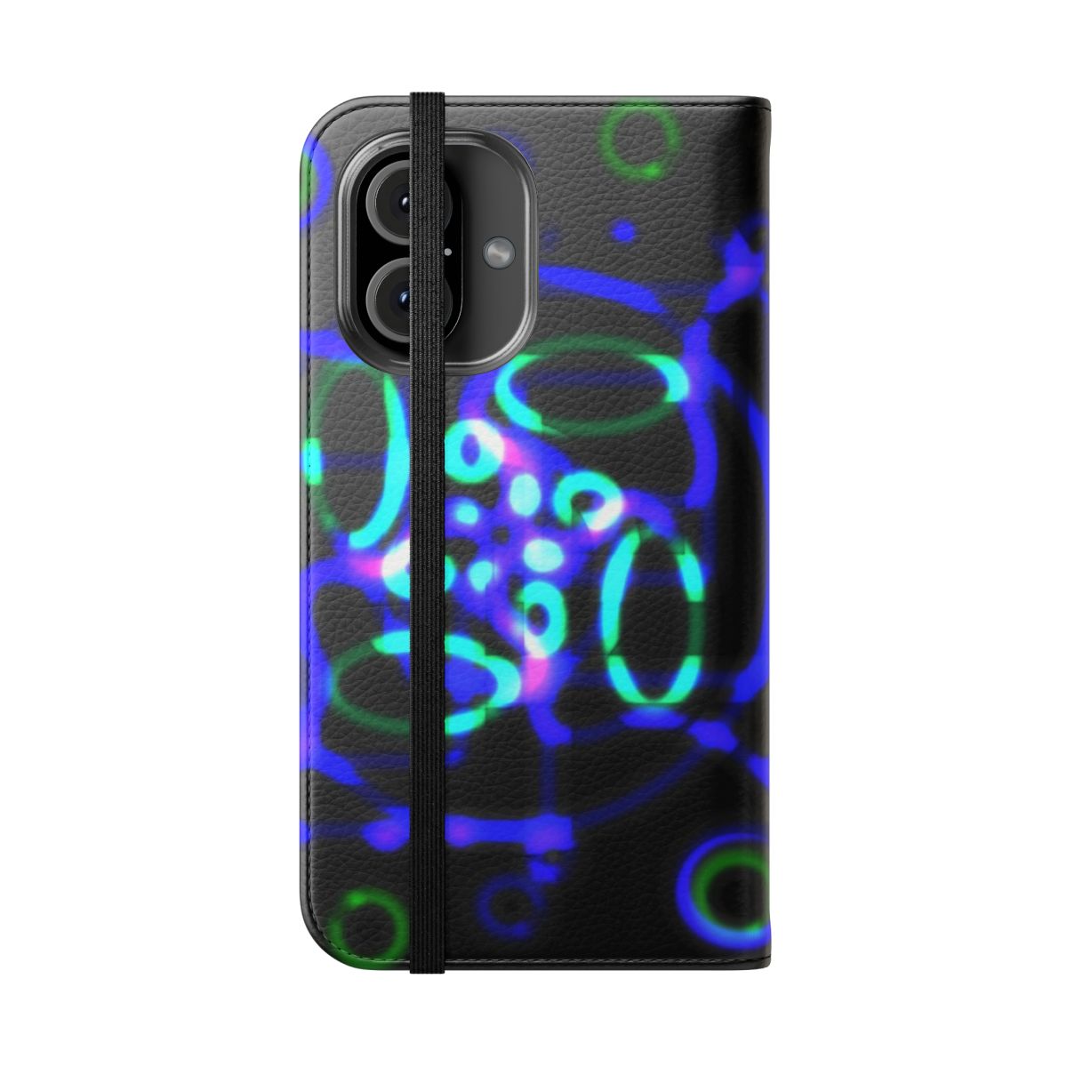 Glowing, abstract phone case with a hypnotic, psychedelic design - Folded Front