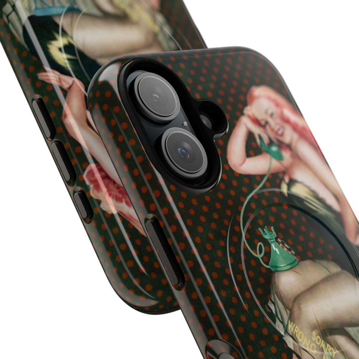 Retro pin-up style magnetic and tough phone case - Detail